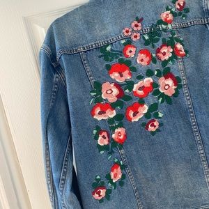 Floral embroidered Madewell denim jacket